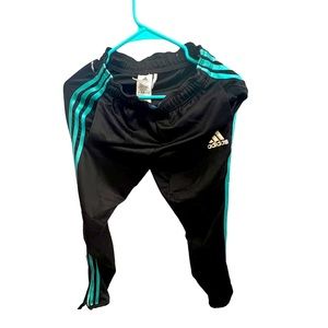 Boys M adidas blue stripe joggers zip ankle